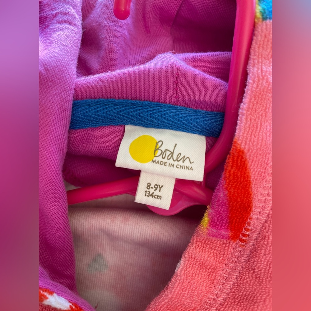 New boden rainbow pink
 towelling throw-on / girl 8-9years - Picture 3 of 5